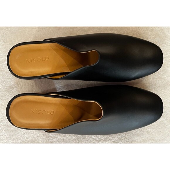 NISOLO All-Day Heeled Mule Black Smooth Leather Closed Toe Women's Size 7 NEW - Picture 7 of 11